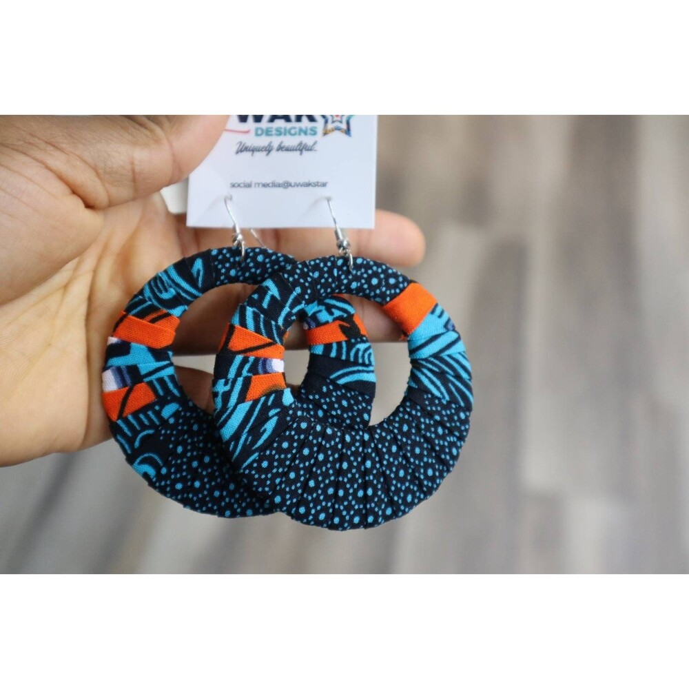 Fabric wrapped earrings, Ankara earrings, Tribal earrings, African print earring